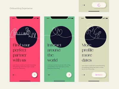 Onboarding - Dating animation branding clean design creative dating dating app dhipu dhipu mathew graphic design hinge interaction design logo mobile app mobile ux motion graphics onboarding tinder ui