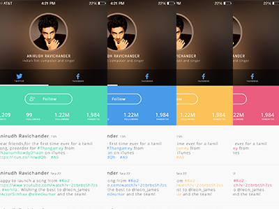 Feed iOS App anirudh songs creative creative ui dhipu dhipu mathew feed ios app feeds flat ui mobile ui splash screen ui