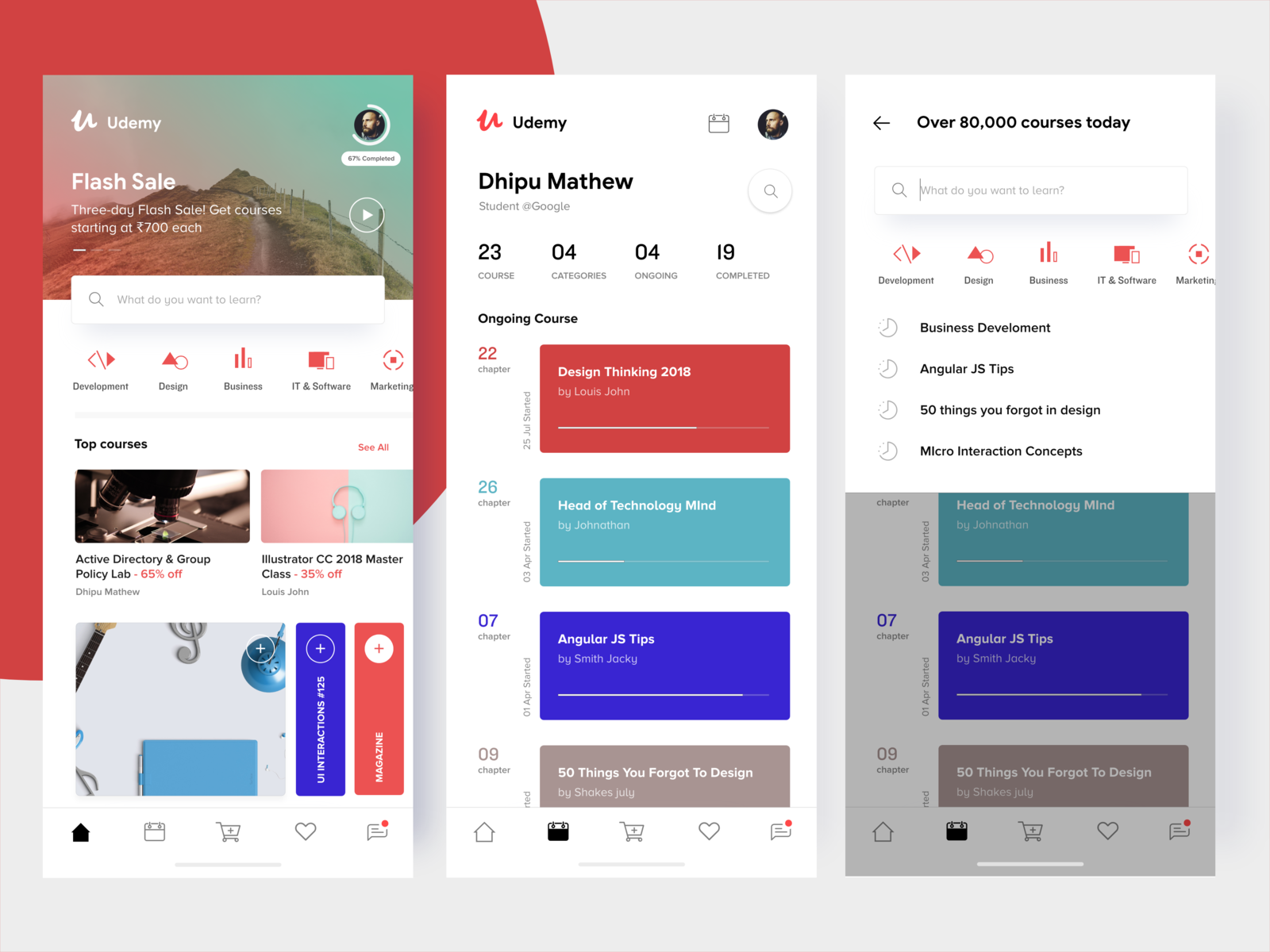 Online Courses - Mob app UX by Dhipu Mathew - hi@hogoco.com on Dribbble