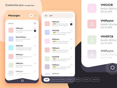 Message : Customise your Filter Quick Search android app creative dhipu dhipu mathew flat ui interaction design ios message app messages messaging mobile app mobile ux whatsapp