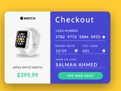 Checkout Card - Apple Watch adobe checkout free ui design