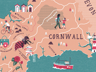 Family Traveller Cornwall Map - Shot 2 cartography cornwall illustration mapdesign maps