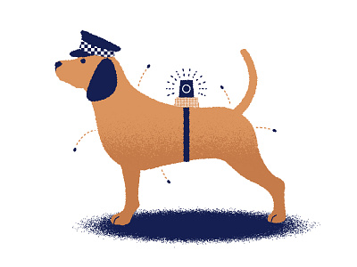 Flea Bitten Officer dog editorial illustration news police