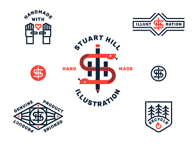 Stuart Hill Illustration illustration logo mark monogram pencil snake symbol