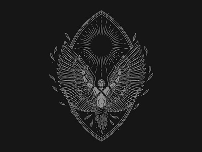The Flight of Icarus badge chris lago drawing icarus illustration line logo monoline mythology patch sun wings