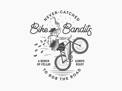 Bike Bandits badge bike cowboy drawing fixie illustration lettering line logo patch vector