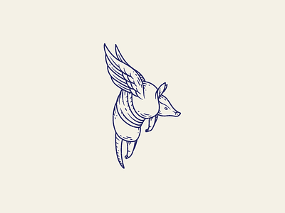Armadillo armadillo badge branding drawing hand drawn illustration line work logo patch wings