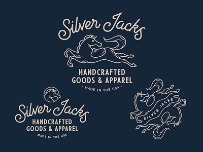 Silver Jacks badge branding drawing hand drawn horse illustration line work logo patch pattern