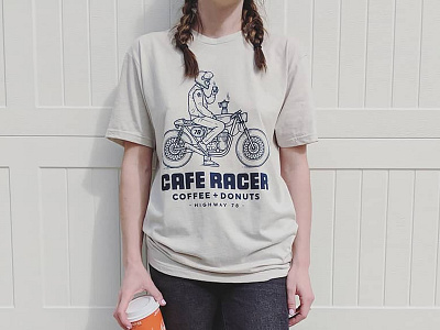 Cafe Racer - T-shirts apparel branding cafe racer coffee drawing hand drawn illustration lettering line work logo monogram motorbike