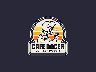 Cafe Racer · Logo artwork badge branding coffee design drawing graphic design hand drawn illustration lettering logo monogram