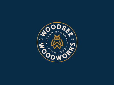 Woodbee Woodworks artwork badge bee branding design drawing graphic design hand drawn illustration lettering line logo monogram