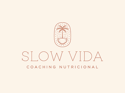 Slow Vida artwork badge bowl branding design drawing food graphic design hand drawn illustration line logo palm tree pattern