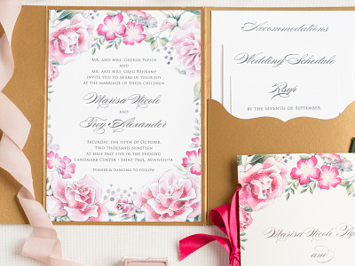 Watercolor Rose Invite botanical design paper print design roses typography wedding wedding invite