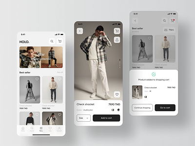 Clothing App - HOLO. clothing app figma mobile app mobile design prototyping ui ux uxui