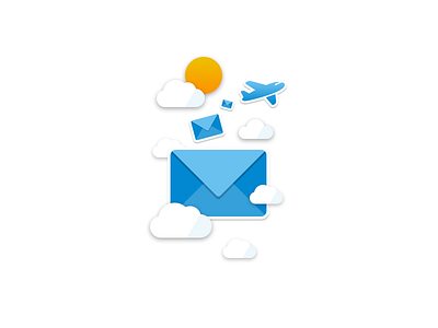 Email air chat cloud email flat icon illustration mail material message plane sun