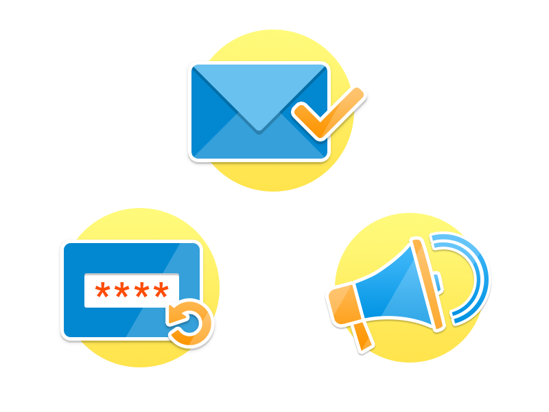 Mail Password Subscribe speaker subscribe forgot reset password mail email material flat illustration icons icon
