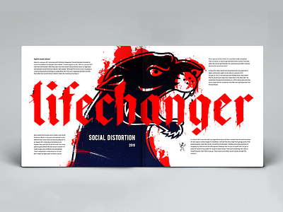 Lifechanger album cover, spread aggressive album beast blood calligraffity cover fan art fire gothic illustration jaws lifechanger metal music panther punk rock social distortion tattoo vinyl