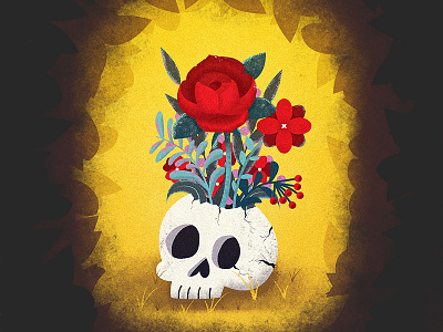 Skull floral flowers illustration skull