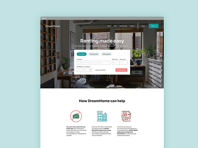 DreamHome design home page home screen homepage homepage design product design renting ui ux ux design