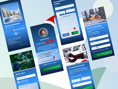 Christmas and New Year UI Components Theme 2 christmas glassmorphism mobile design new year ui winter