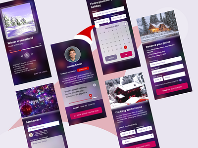 Christmas and New Year UI Components Theme 3 app design christmas components glassmorphism mobile new year theme ui