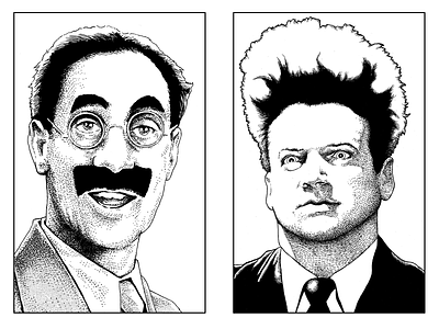 Groucho and Eraserhead drawing illustration ink ink drawing line art movies portrait