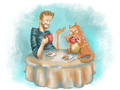 Coffee with a cat cat cats coffee illustration