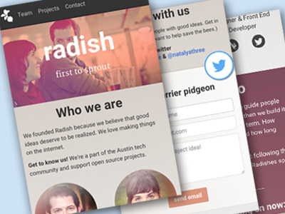 New look for Radish css design hand coded sass web design website