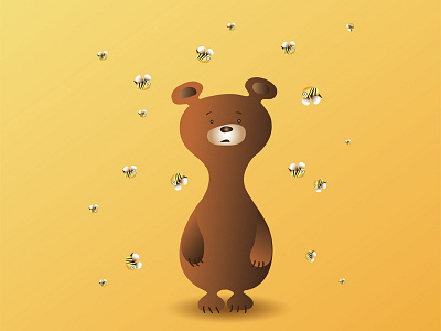 Monday Bear bear bees fun illustrator linear gradient