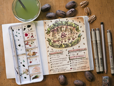 Tiny Sketchy Cook Book fun hand lettered ink micron pen pen recipe watercolor