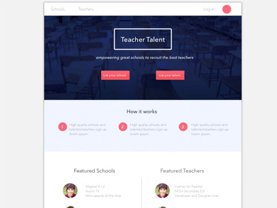 Teacher Talent V1 design css design hackathon mockup sass sketch sketch3 startup weekend ui web design