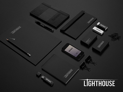 Lighthouse branding mockup black branding identity logo logotype mock up mockup stationery