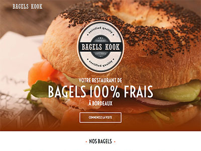 BagelsKook. bagel food landing one page website orange