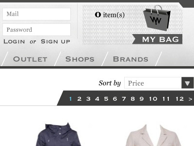 Catalog page / Wearyouwant.com cart clothes ecommerce shop sort