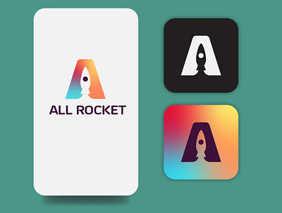 ALL ROCKET logo color design icon vector