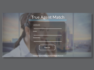 True Agent Match design illustrator mockup prototype sign up ui ux website