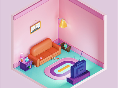 Simpsons Living Room design flat illustration ui vector web