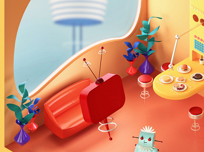 Jetsons Living Room design illustration ui web