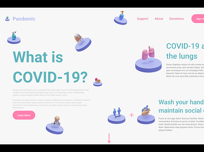 Coronavirus Landing Page app design illustration ui vector web