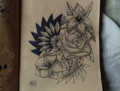 Flowers artph design hand drawn mandala tattoo zentangle