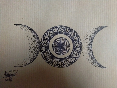 The Triple Goddess artph design goddess mandala mandalaart moon tattoo zentangle