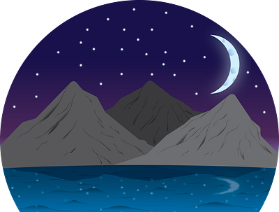 Mountain Moon adobe art artwork design digitalart digitalpainting graphic design illustration illustrator moon mountain mountains ocean stars vector