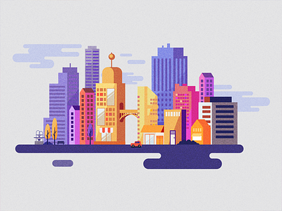 City city grain illustration landscape skyscrapers vector