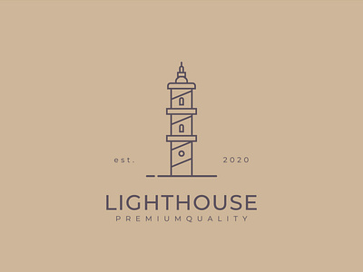 line art Lighthouse logo vector illustration design