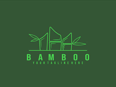modern line art logo vector illustration, bamboo logo