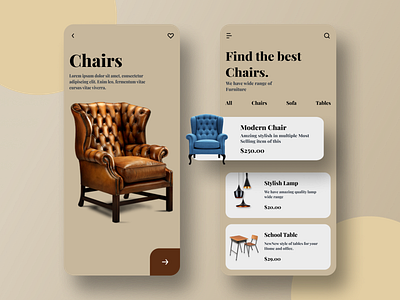 Furniture Shop App app branding chair clean clean ui daily ui design furniture furniture app furniture design mobile mobile ui ui ui design ux ux ui