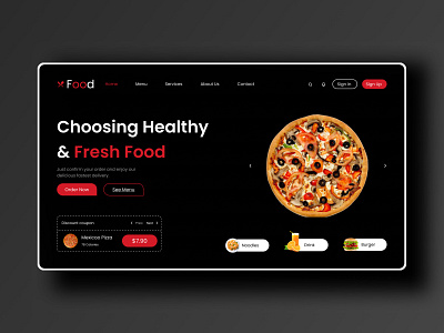 Fast Food Restaurant Landing Page - Drak Mode