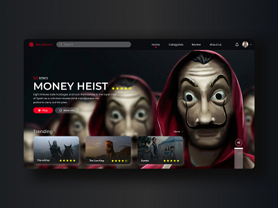 Money Heist Home page branding clean ui concept daily ui design graphic design landingpage ui ui design ux uxui webdesign