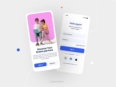 Login / Register App UI Design Concept 3d app branding clean ui concept creative daily ui design flat illustration minimal mobile app morden ui ux vector