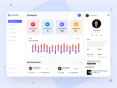 Education Platform - Dashboard UI Design analytics branding clean ui courses daily ui dashboard e learning education education app education dashboard learning learning management system minimal modern online education online learning online school study ui web dashboard